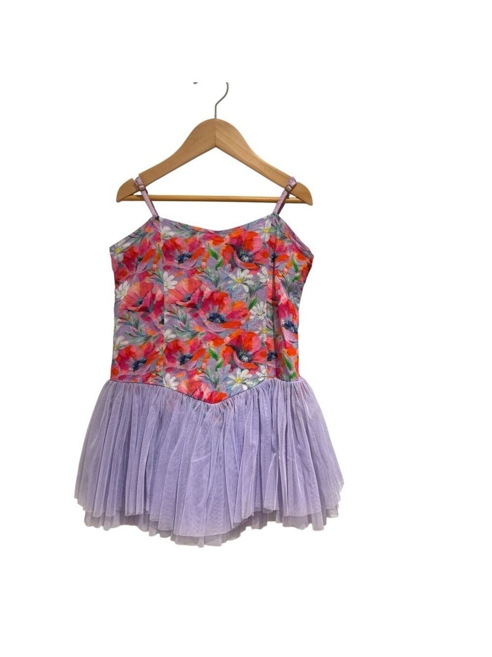 Bella & Lace Floral Kids Dress with Purple Tutu - size 7-8